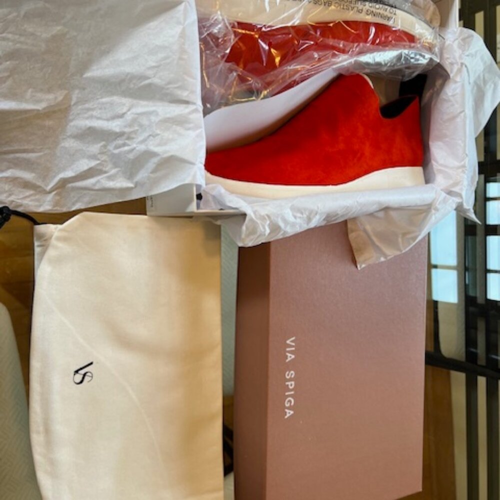 VIA SPIGA Women's Marlow Red Suede Slip-on Sneakers/Casual Shoes. Size 11